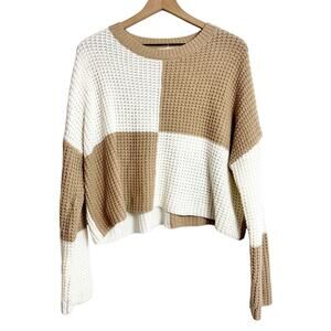 Jessica Simpson Beige White Long Sleeve Women Sweater Size XL
